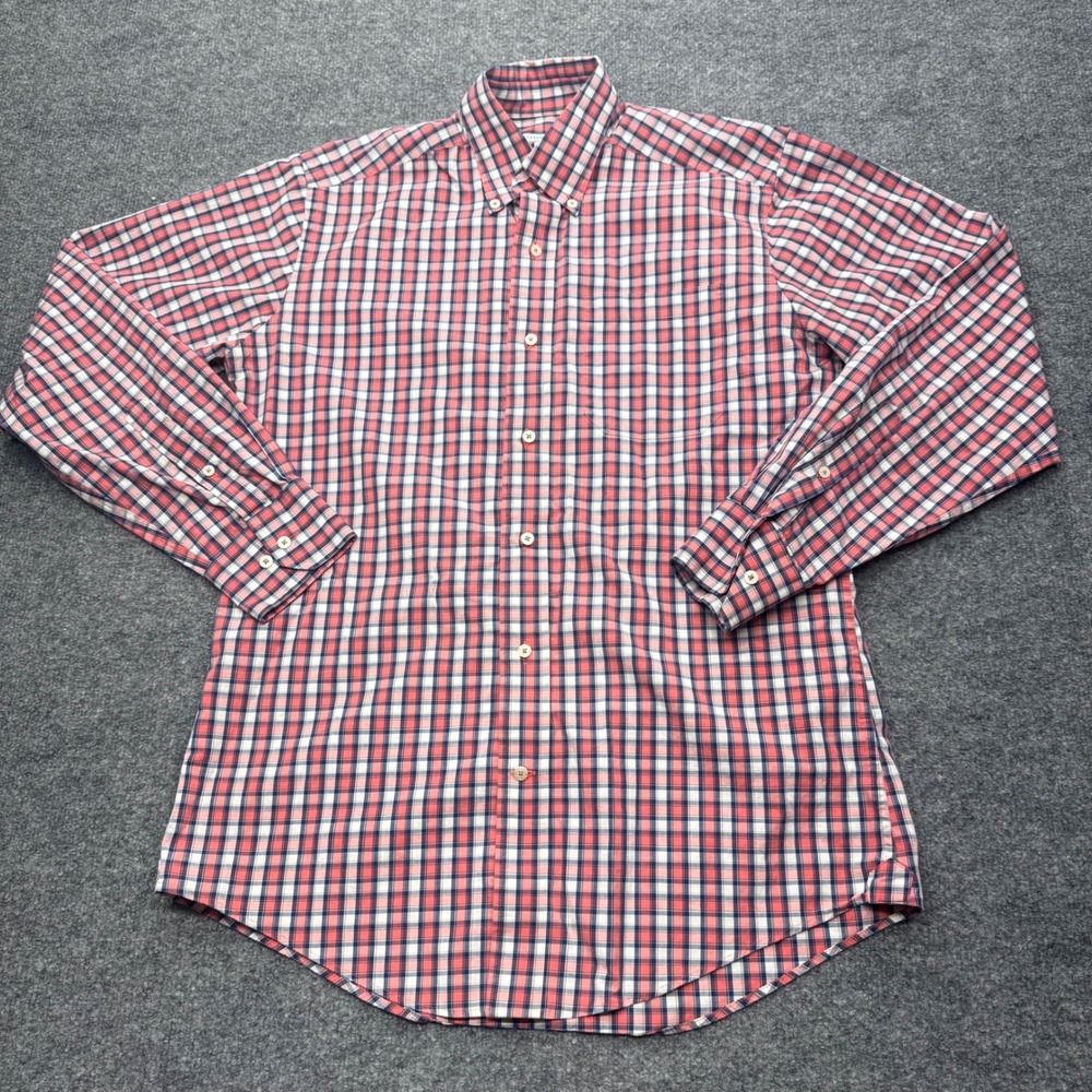 Southern Tide Mens Small Classic Fit Plaid Button Down Shirt Red Blue Cotton
